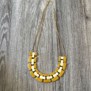 Gold, mustard yellow, cream fashion necklace